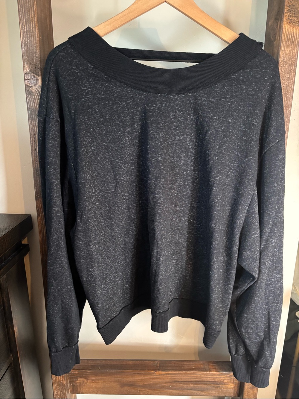 Anthropologie Women's Dark Heather Black Pullover Sweatshirt - XL